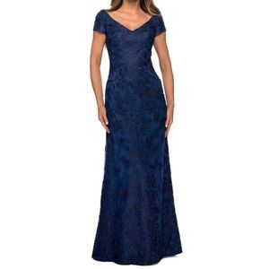 La Femme Navy Evening Gown Size 16 Nwot $538